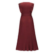 Maxi Dresses For Women - Elegant V Neck Ruffled Sleeves Empire Waist Pleated Flowy Dress