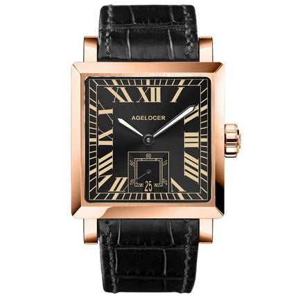 Men's Leather Watch Automatic Mechanical Waterproof Dress Watch