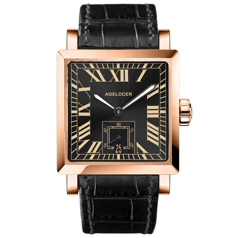 Men's Leather Watch Automatic Mechanical Waterproof Dress Watch
