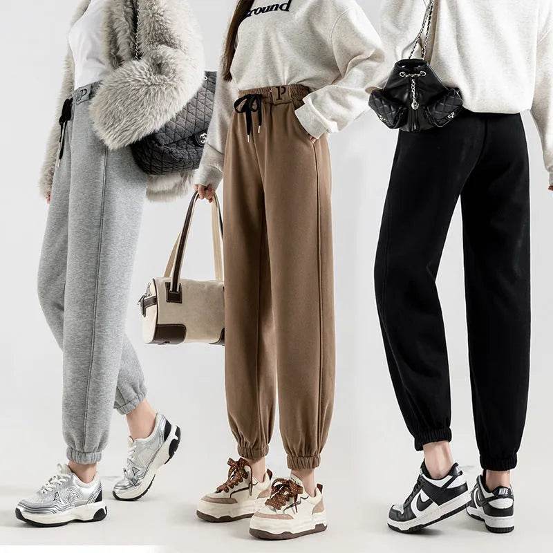 Fleece-lined Casual Harem Drawstring sweat Pants For Women