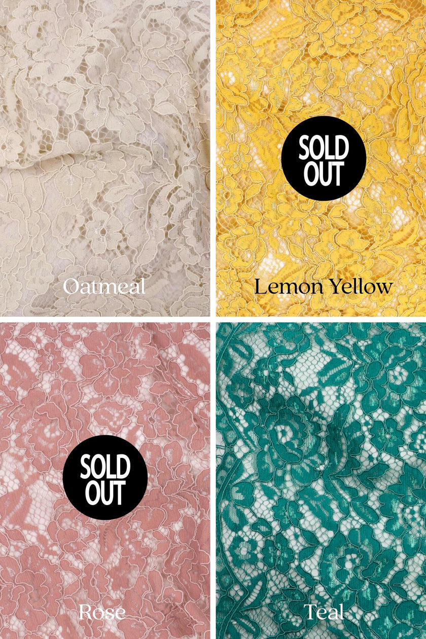 Floral Cotton Blend Lace Fabric: 54