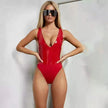 Women's Triangular Low-Cut One-Piece Swimsuit | Tight Elastic Swimwear S-3XL