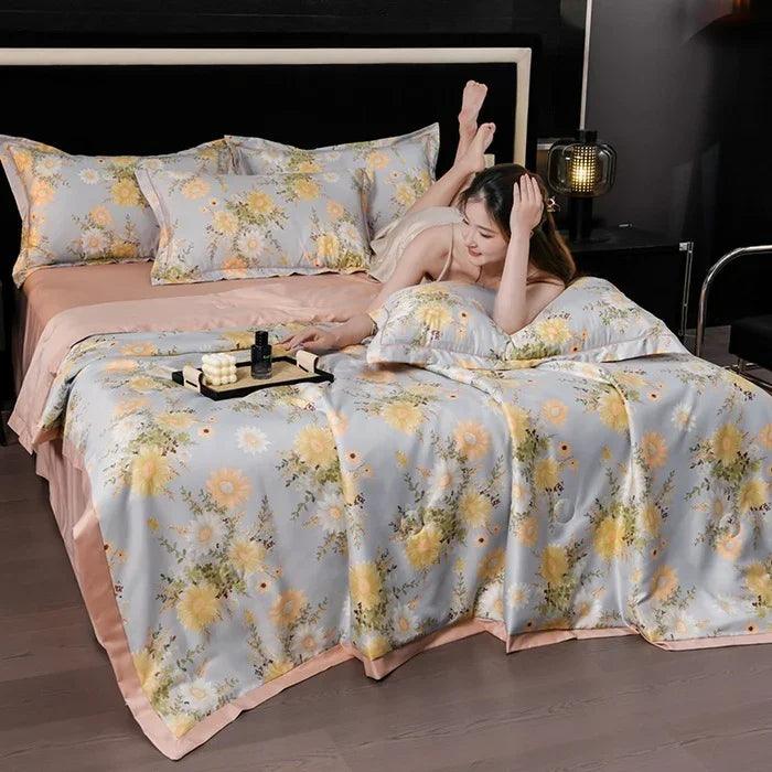 Printed Washed Tencel Summer Cooling Duvet Four-piece Set