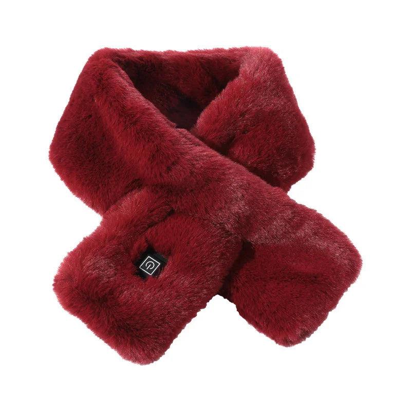Smart USB Electric Heated fluffy Plush Winter Shawl Neck Wrap Pain Relief Neck Scarf