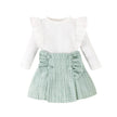 Newborn baby girl Cross-border Sunken Stripe Long Sleeve Classic Style Plaid Short Skirt Two-piece Set for baby girl
