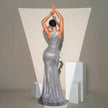 Exquisite Sleeveless Halter neck Banquet Slit  Sequined Cocktail Party Dress