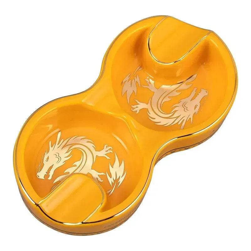 Portable 8-shaped Double Smoke Groove Ceramic retro Cigar Ashtray