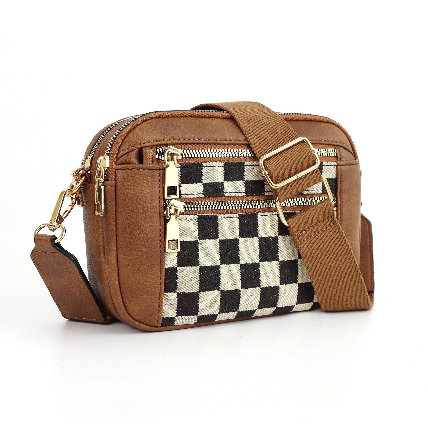 Daily Matching PU Leather Business Commute Zipper Crossbody Bags for women