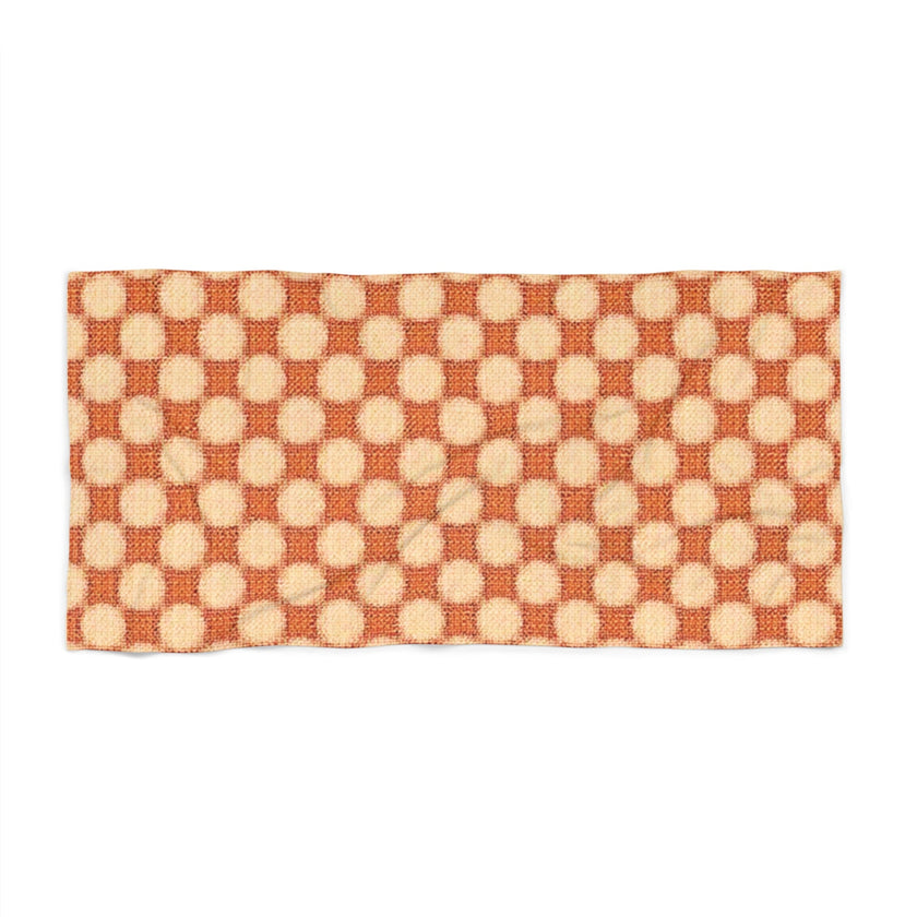 Retro Checkerboard Beach Towel – Orange Vintage Geometric Pattern