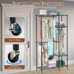 1Pc 4 Tier Heavy Duty Garment Rack With Wheels Carbon Steel Clothing Rack Portable Wardrobe Clothes Rack With 3 Hanging Rods 6 Footrests 44.9x17.13x77.95in
