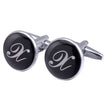 Men's Black Round Enamel Initial Letter Cufflinks – Brass & Crystal Formal Cufflinks A–Y | Canada & USA
