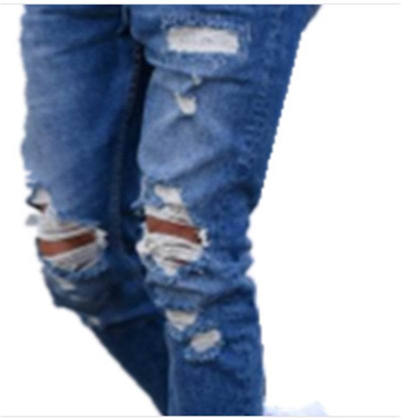 Men Fashion Ripped Hole Denim jeans pant trouser