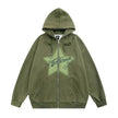 American street Star Printed Hoodie Cardigan unisex for fall winter
