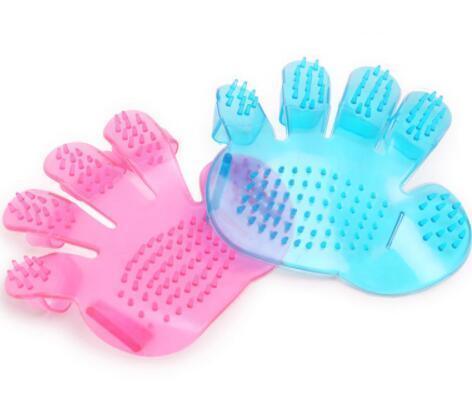 Silicone Pet Bath Grooming Glove – Dog & Cat Massage Brush (Pink & Blue)
