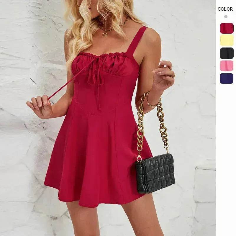 Elegant Chic plain color Sleeveless A-line Casual Summer Mini Dress