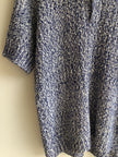 Vintage textured Knit Polo shirt sleeve sweater