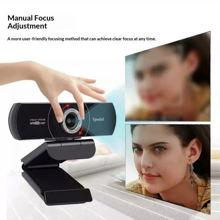 1080P HD USB Webcam with Built-In Microphone for PC and Laptop