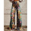 Women's 3D Graphic Print Flare Pants – Plus Size Mid-Waist Wide Leg Printed Trousers