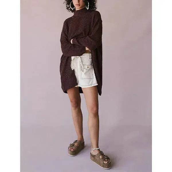 Stylish Cashmere Pullover Front Split Winter Tunic tops for Women