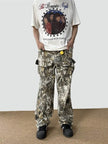 Loose Straight Tree Worn Looking Washed-out Camouflage Printed Cargo pant Men