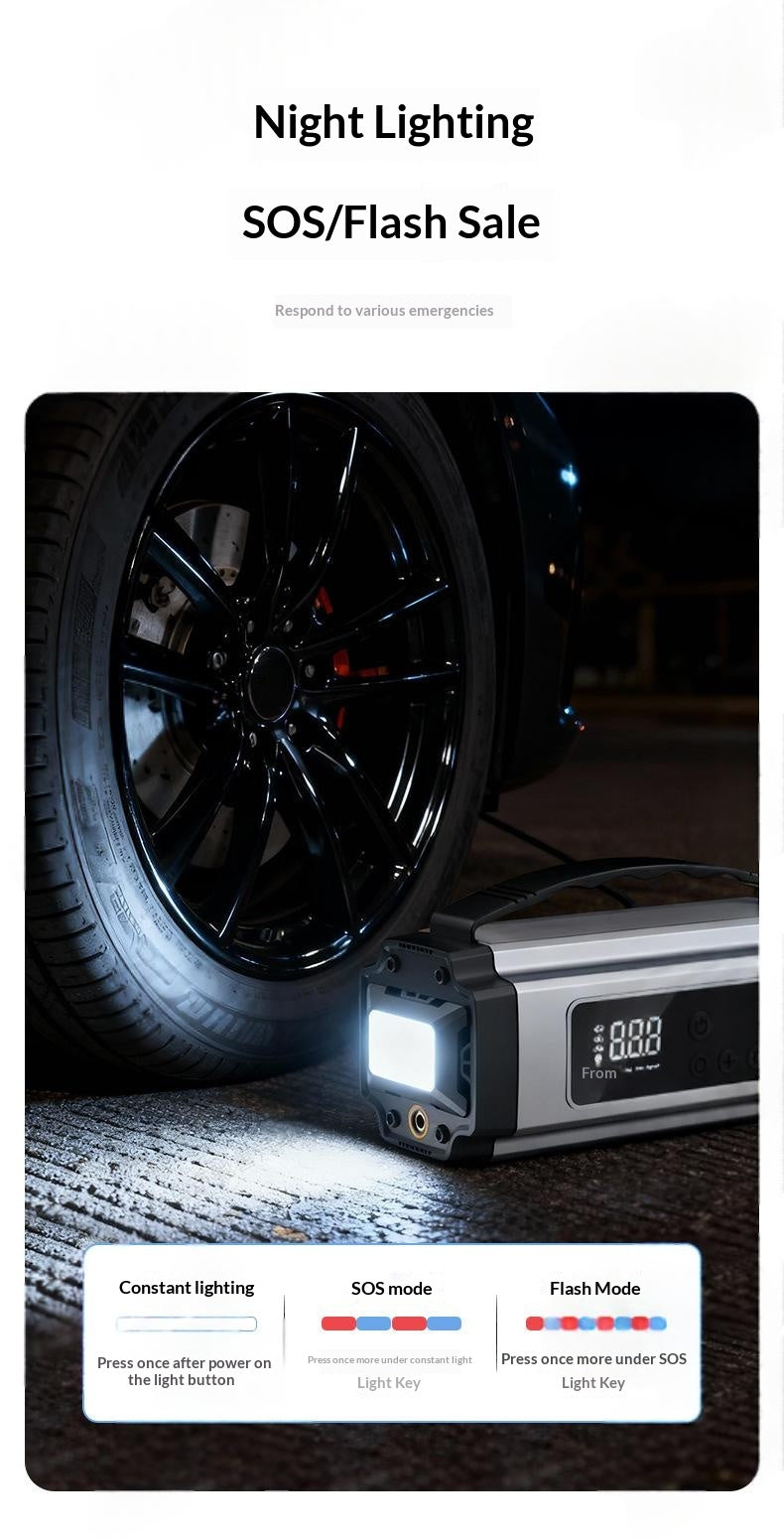 3-in-1 Portable Cordless Car Jump Starter & Tire Inflator – 6000mAh/8000mAh Emergency Kit Canada USA