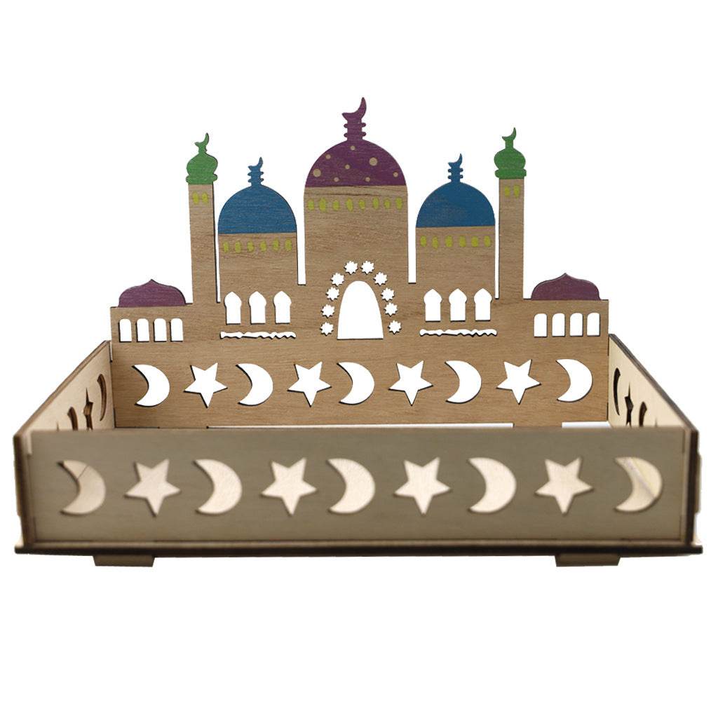 Wooden Ornament Eid Al Fitr Table Decoration coffee Tray