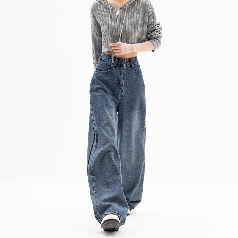 High Waist Straight Wide Leg Blue Jeans for Women – Sizes M to 4XL