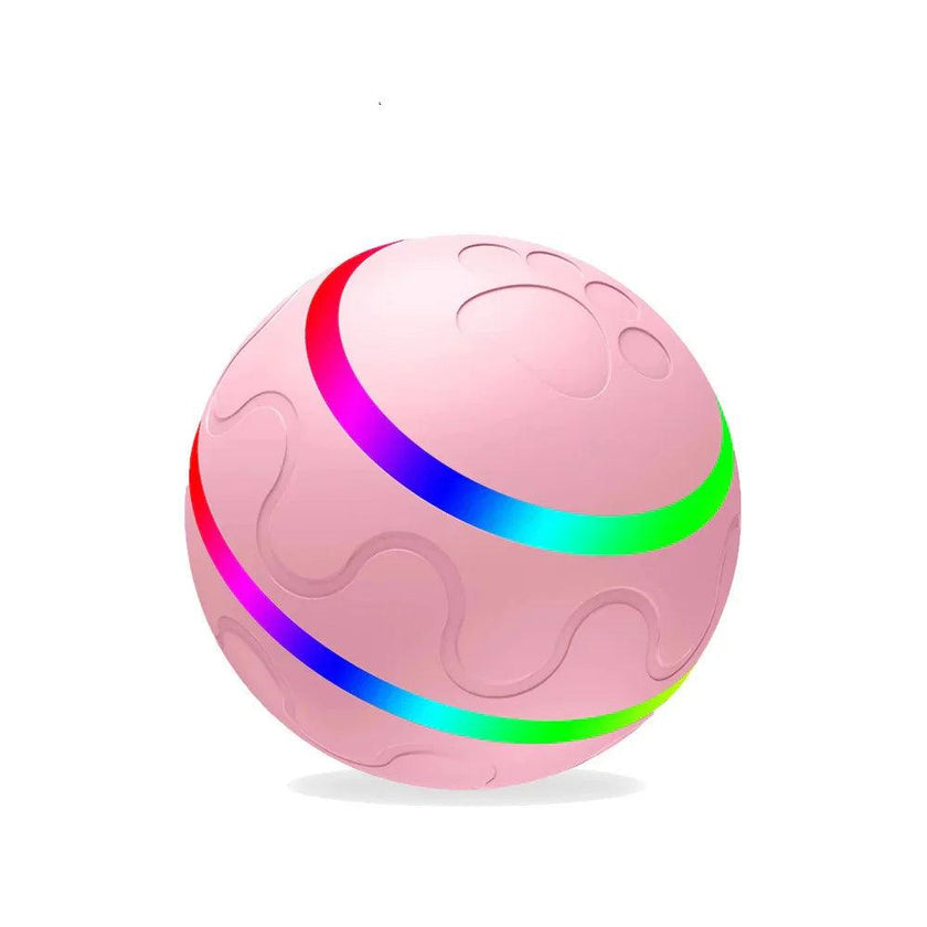 Smart Self-Rotating Cat Ball Toy – USB Rechargeable, LED Light, Remote Control Option | Yellow, Pink, Orange