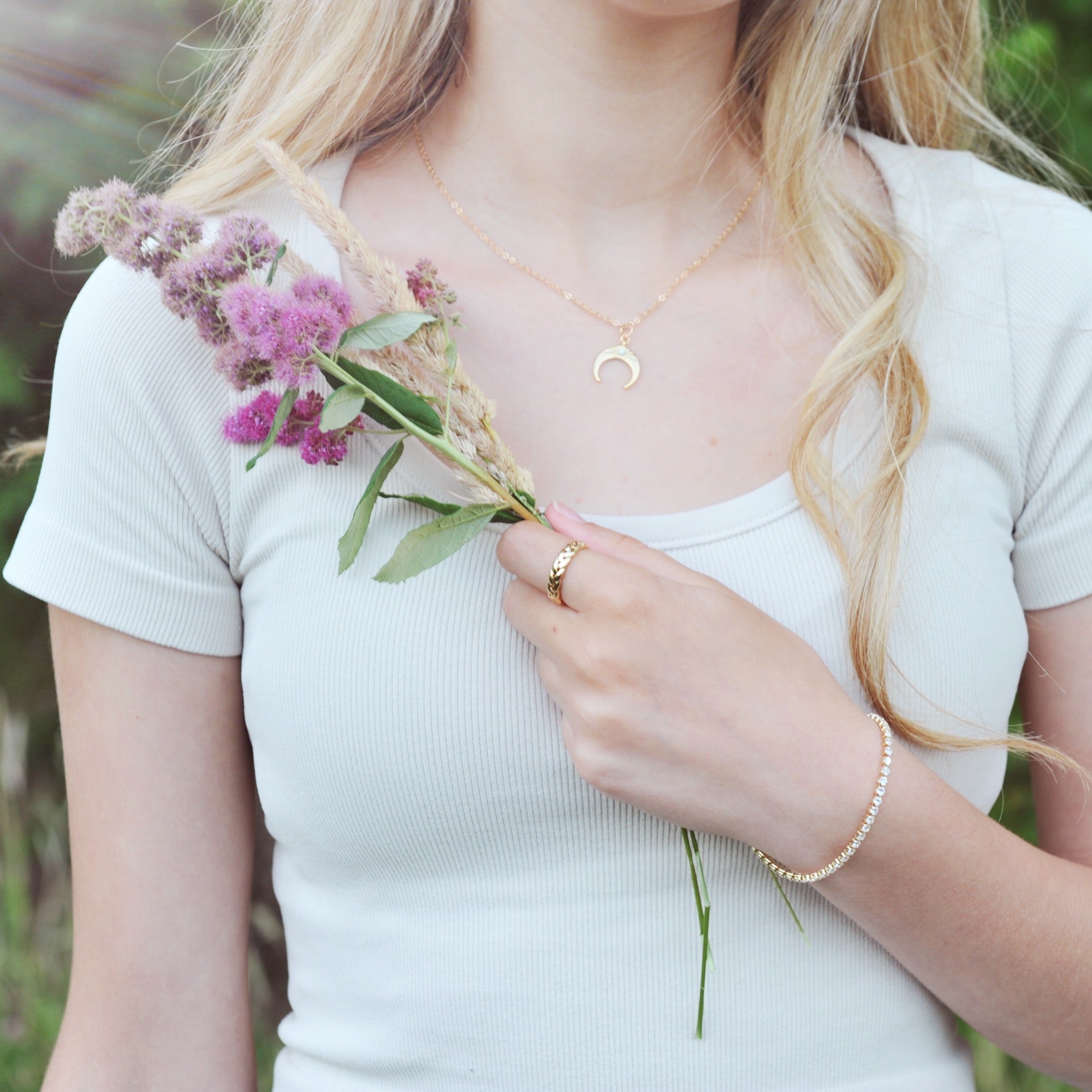 Opal Crescent Moon Necklace
