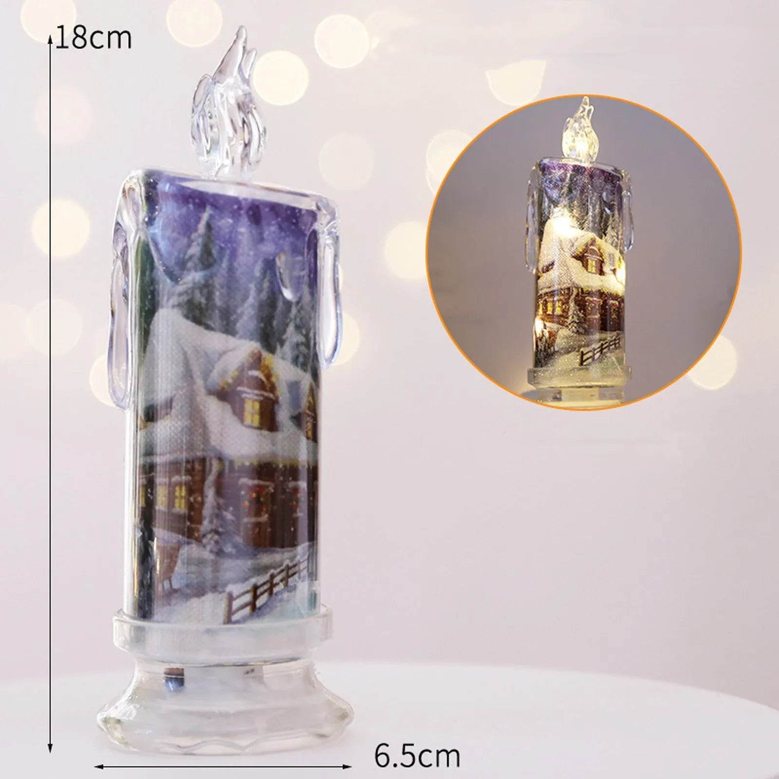 Christmas Transparent Electronic Flameless Candles Decorative Gifts