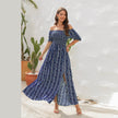 Elegant Off shoulder Spring Summer Maxi dress Slit Chiffon maxi dress for Beach vacation resort travel
