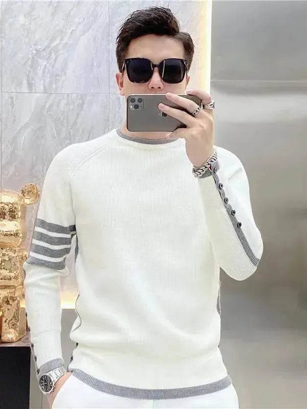 Simple All-match Slim fit Round Neck Pullover Sweater top for men