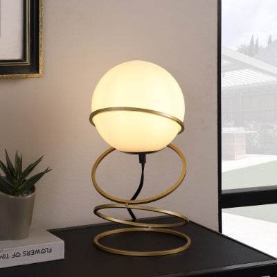 Metal Stand Table Lamp For Living Room - LED Lamp - Gold Spiral 4 Ring