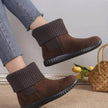 Women's Reversible Knit Flat Ankle Snow Boots | Suede Winter Boots