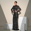 Long Sleeve Slim-fit Sequined Banquet Evening Dress