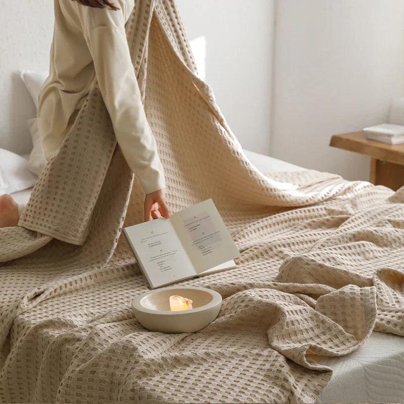 Waffle Cotton Yarn Air Conditioner Summer Cooling Duvet Solid Color Dormitory Comforter
