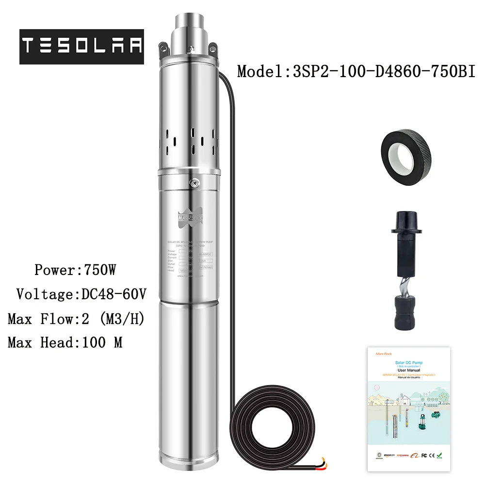 150-750W Solar Pump DC 12/24/48/60V Water/ Solar Pump With Built-in Controller For Agriculture