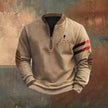 Casual 3D Digital Printing Stand Collar Men's Street Quarter Zip Sweatshirt top