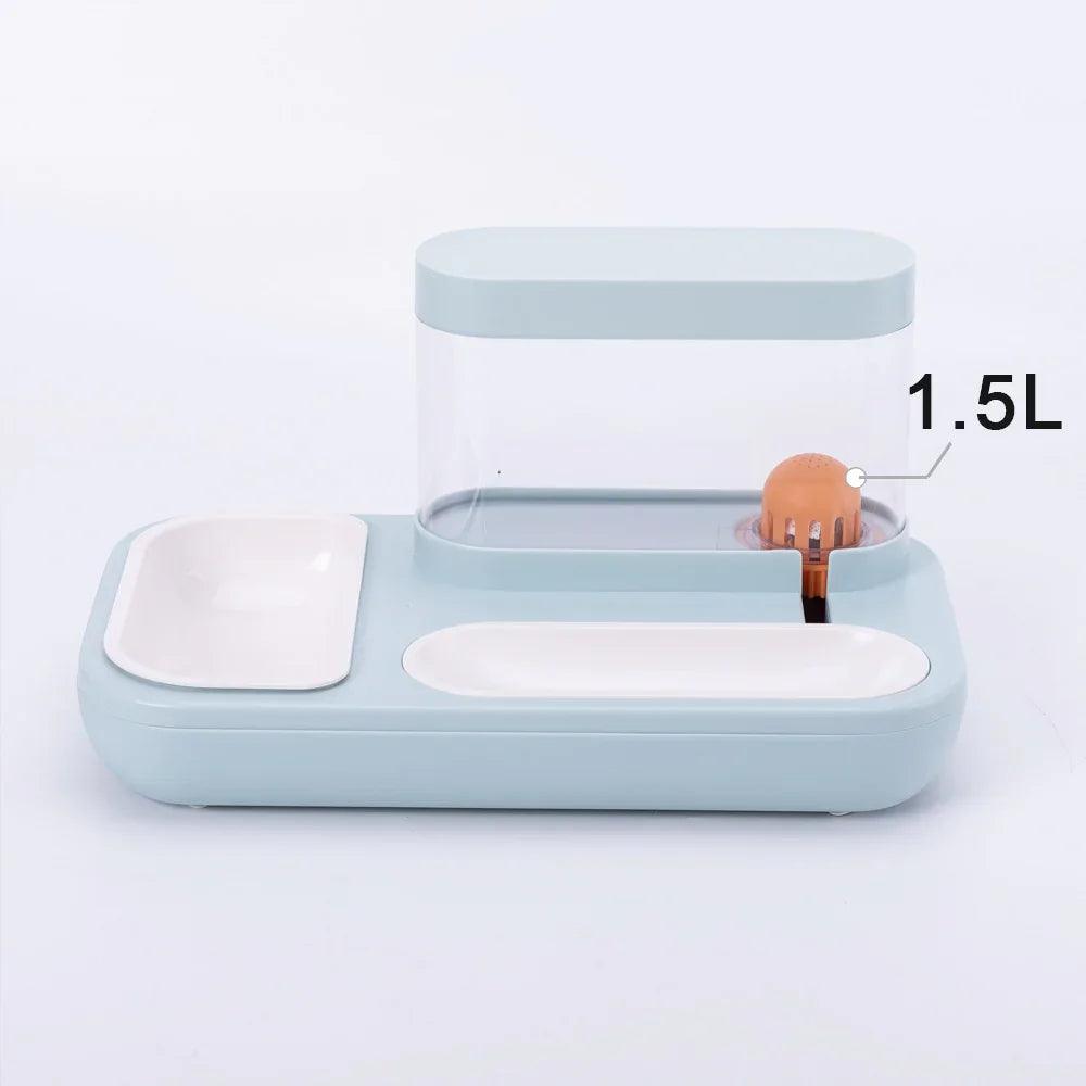 Automatic Pet Cat Feeder & Water Dispenser – 2-in-1 Auto Food & Water Station for Cats & Dogs (Blue / White)