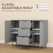 Ellis Modern Kitchen Buffet/Hallway Cabinet with 3 Drawers-Grey