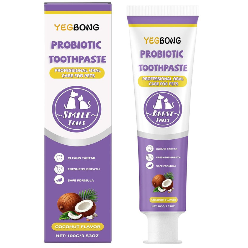 Probiotic Pet Toothpaste – Coconut Flavor Pet Dental Care Toothpaste for Dogs & Cats | Tartar Removal & Fresh Breath