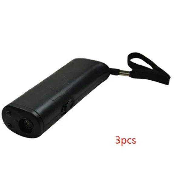 3-in-1 Anti Barking Dog Training Device – Ultrasonic Repeller & LED Flashlight (Black / Yellow)