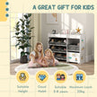 Qaba Kids Storage Unit, 11 Fabric Bins, MDF Cabinet, Top Shelves, 3 Stickers, ASTM Certified, Ages 3-8, White