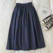 Solid Color Women Workwear Pleated Midi Skirt
