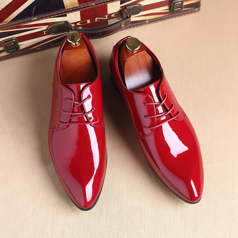 Men's Slip-On Business Casual Leather Dress Shoes – Black, Blue & Red | Canada & USA