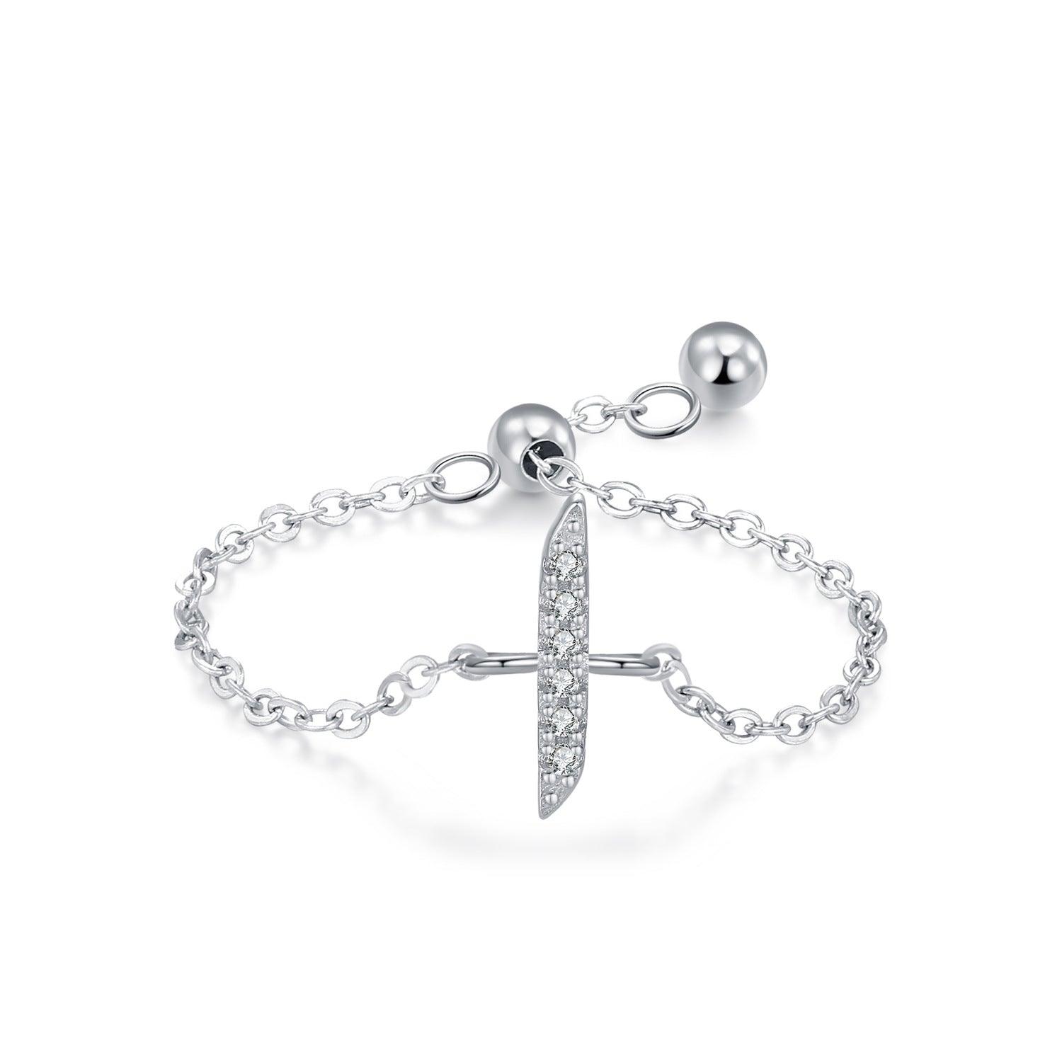 S925 Sterling Silver Niche Style Arabic Letters Pull-out Chain All-match Stackable