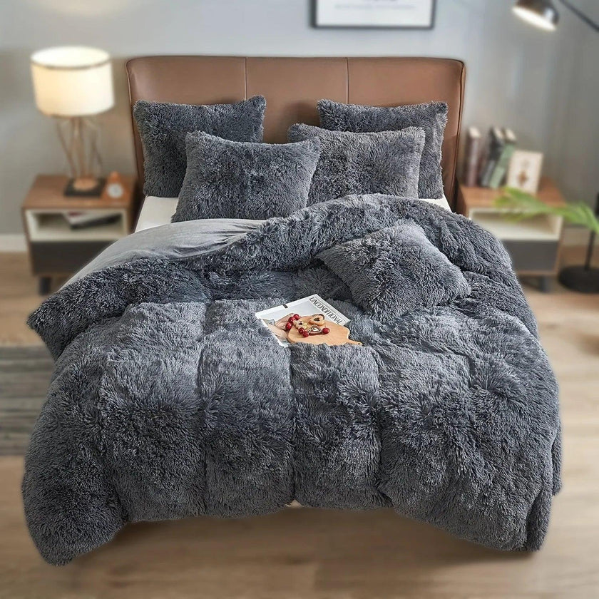 4PCs Plush Duvet Cover Set Luxury Ultra Soft Velvet Duvet