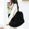 Corduroy Drawstring Shoulder Tote Bag — Large Capacity Multi-Pocket Hobo Bag for Women