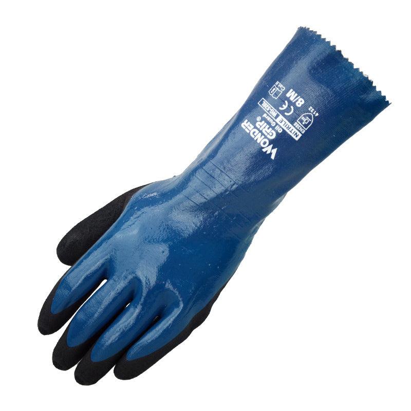 Chemical Resistant Nitrile Safety Gloves – Long Sleeve Waterproof & Oil-Proof Heavy-Duty Work Gloves