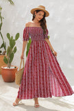 Elegant Off shoulder Spring Summer Maxi dress Slit Chiffon maxi dress for Beach vacation resort travel